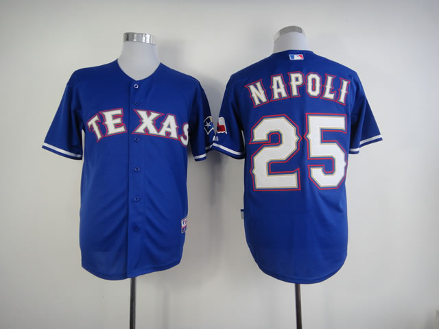Men Texas Rangers 25 Napoli Blue MLB Jerseys